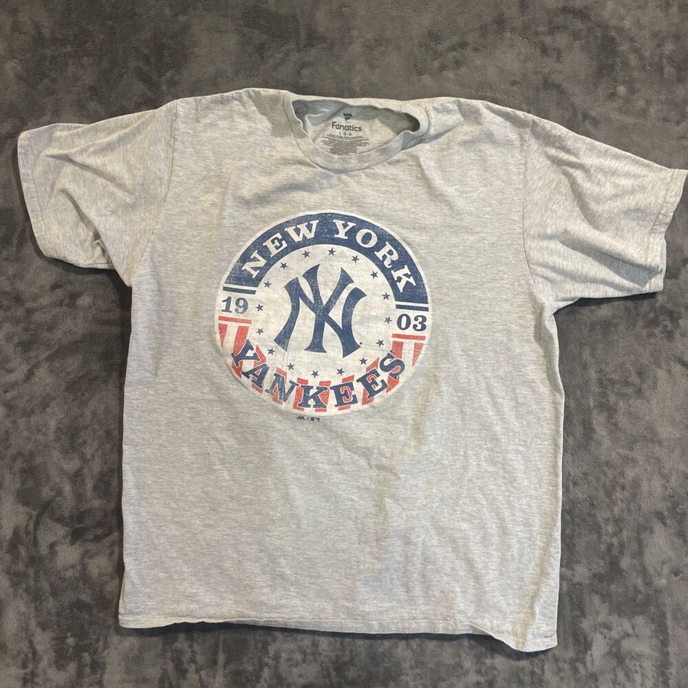New York Yankees Fanatics Adult Unisex Gray Sz Large T Shirt Stars and Stripes